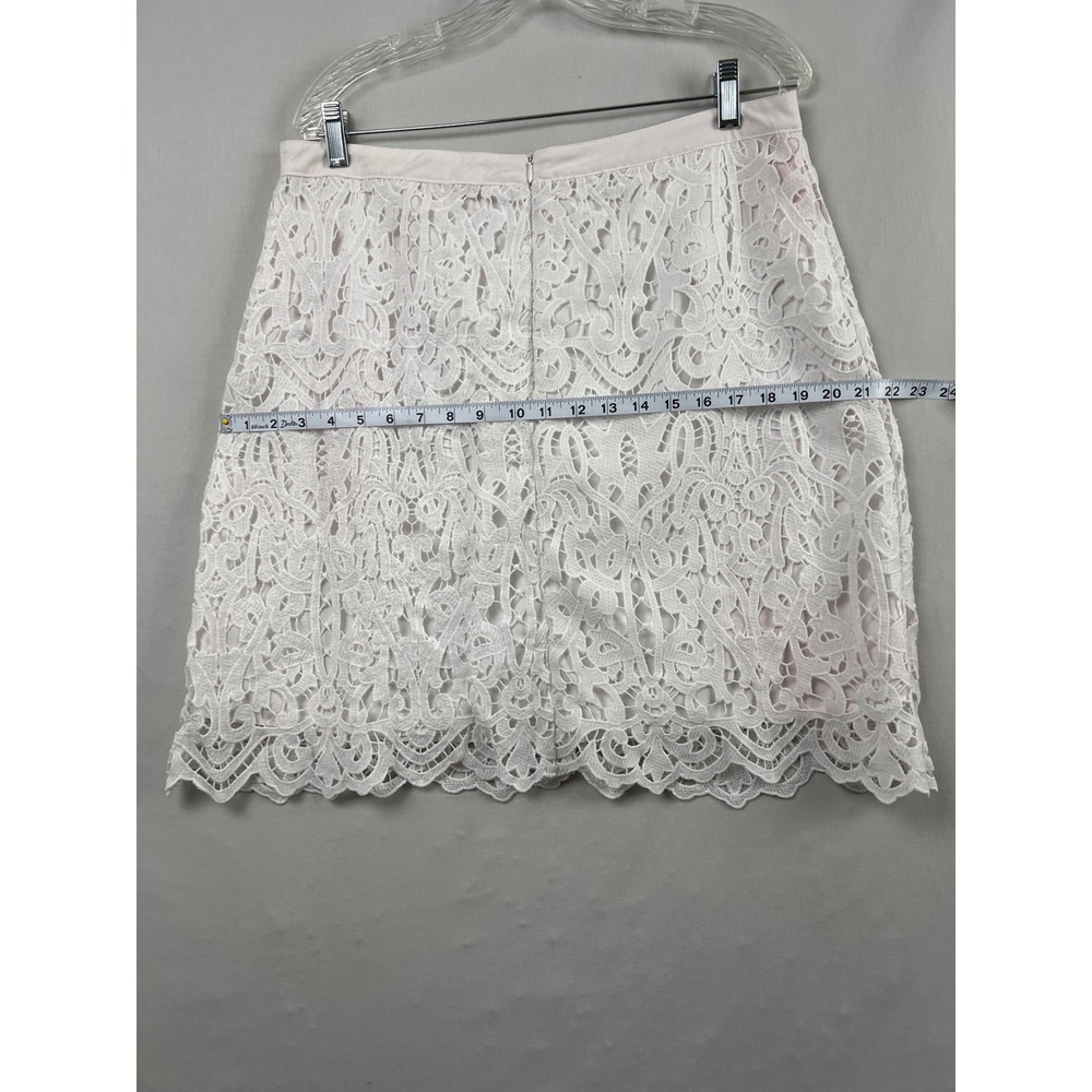 Solitaire Crochet Skirt Women XL White Floral Pearl Button Scalloped Beach - Picture 7 of 9